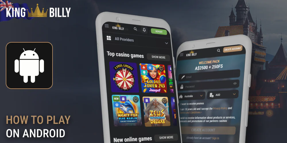 Billy King mobile casino instructions on Android