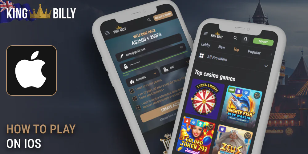 Billy King mobile casino instructions on iOS