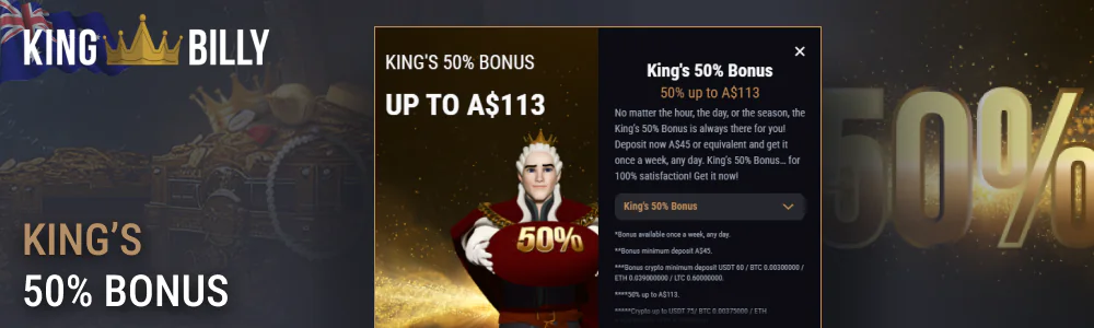 King Billy King’s 50% Bonus