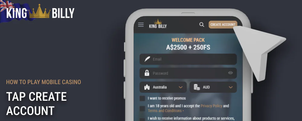 Create an account at King Billy